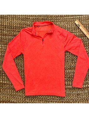 Under Armour Women’s Heather Coral Red Pink Quarter Zip Pullover Performance Lar